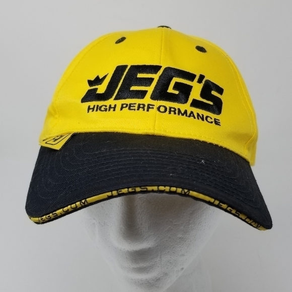 JEGS High Performance Baseball Cap Hat Adjustable Black Yellow Embroidered Cars - Picture 2 of 10